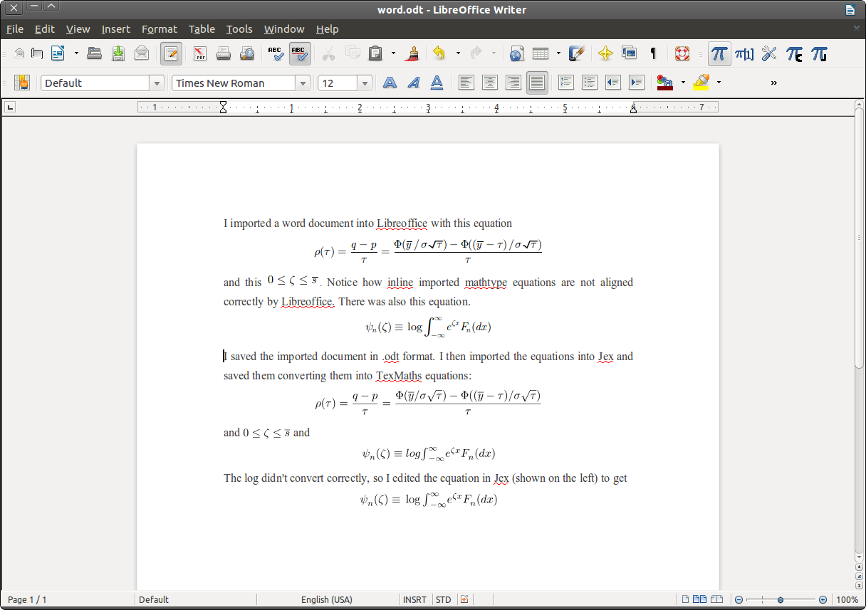 equation in openoffice